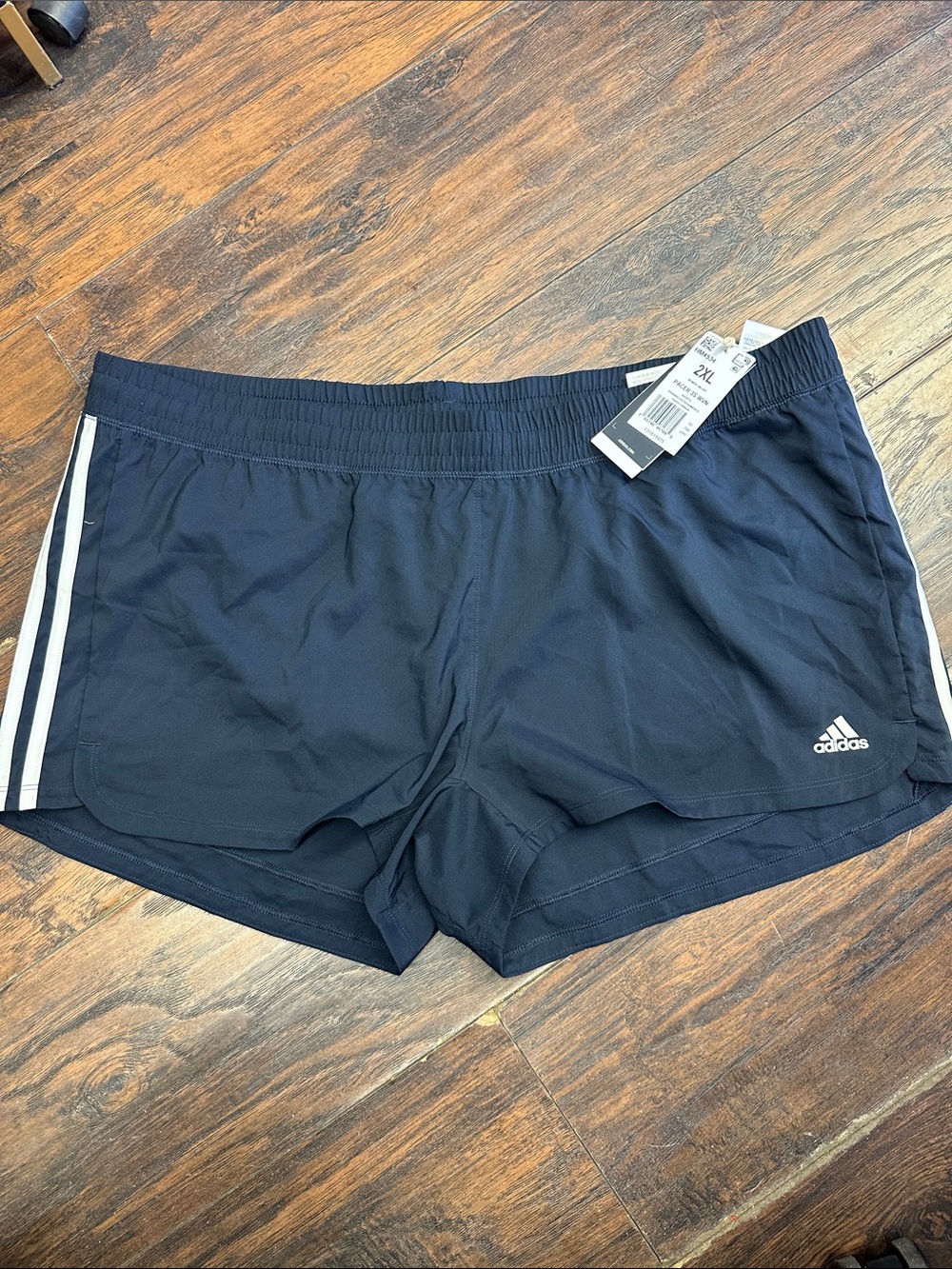 Adidas Pacer Aeroready Womens LG Black 3 Stripe Athletic Active Gym Shorts <437>